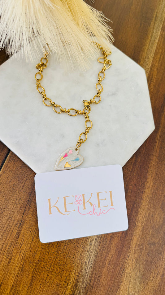 Heart white Chain